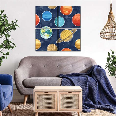 Solar System Planets Pattern Wall Art | Digital Art