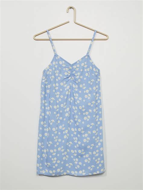 Vestido Estampado De Flores Azul Kiabi