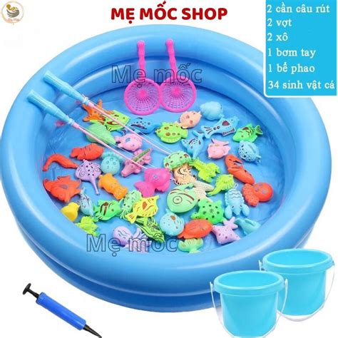 Đồ Chơi Câu Cá 42 Chi Tiết Size Lớn Kèm Phao Memocshop Câu Cá Nam Châm Nhựa Cho Bé Có Bể Hơi Cần