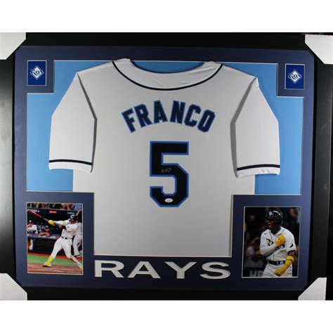 Wander Franco Signed 35x43 Custom Framed Jersey Display JSA