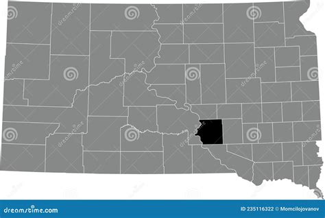 Location Map Of The Brule County Of South Dakota USA Stock Vector