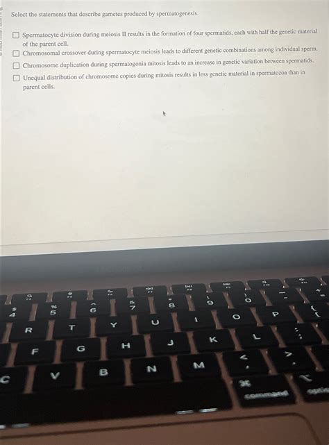 Solved Select the statements that describe gametes produced | Chegg.com
