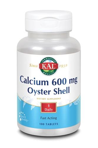 KAL Oyster Shell Calcium -- 600 mg - 100 Tablets - Vitacost