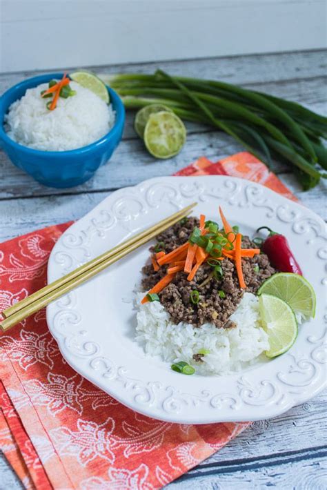 Thai Beef And Lemongrass Rice Bowl The Girl In The Little Red Kitchen