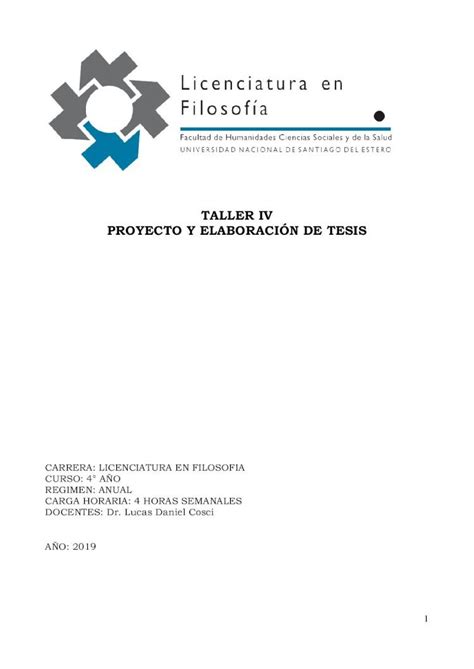 Pdf Taller Iv Proyecto Y Elaboraci N De Tesis