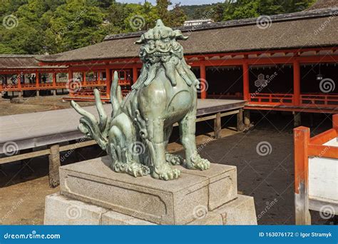 Bronze Statue Of Komainu Traditional Japanese Guardian Lion Dog In