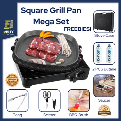 Complete Set Korean Samgyupsal Authentic Mega Set L Korean Bbq L Rectangle Grill L Round Grill