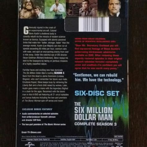 The Six Million Dollar Man Complete Season Three Dvd Set Music And Media