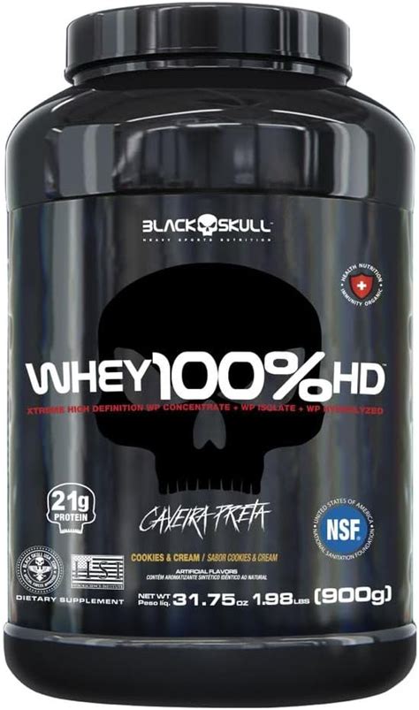 Caveira Preta Whey Hd Black Skull G Wpc Wpi E Wph Whey