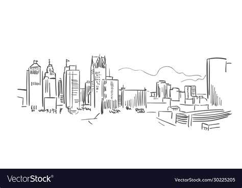 Detroit michigan america sketch city line art Vector Image