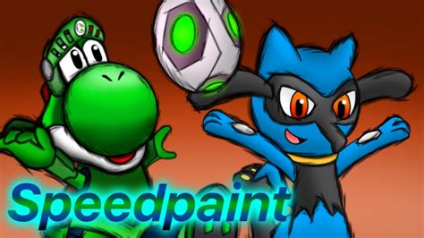 Speedpaint Riolu And Striker Yoshi Mario Striker Style Youtube