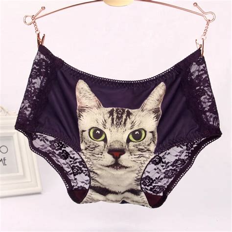 Cut Lace Seamless Panties 3d Cats Print Underwear Women Briefs Culotte Panty Femme Ropa Interior