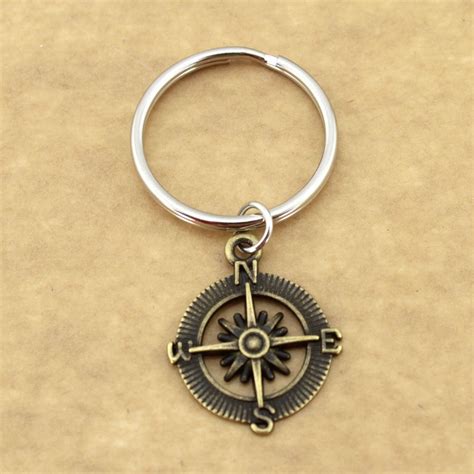 Bronze Compass Keychain Couples Anniversary T Couples Etsy