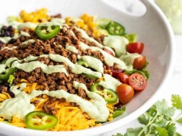 Turkey Taco Salad with Creamy Avocado Dressing - Budget Bytes