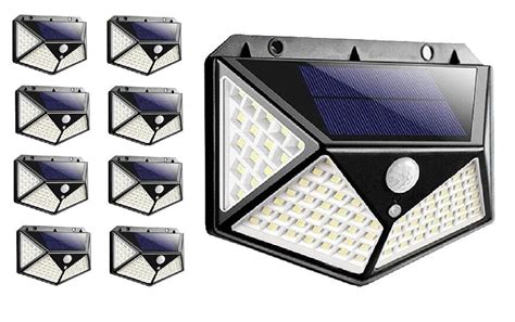 Luminária Parede Solar 100 Leds Bateria Balizador 8 Peças MadeiraMadeira