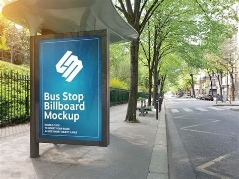 Billboard in bus stop mockup | Premium PSD File