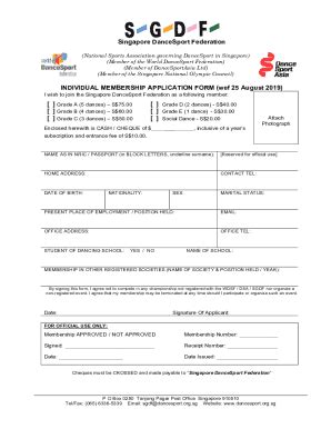 Fillable Online Dancesport Org Sgdf Individual Membership Form