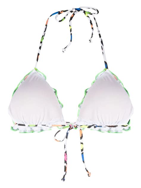 Mc2 Saint Barth Leopard Print Triangle Bikini Top In White ModeSens
