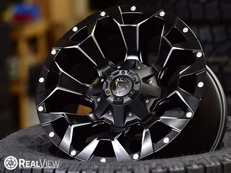 Realview Of Fuel Offroad Assault D576 Gloss Black W Milled Spokes 17x9 12 D57617902645