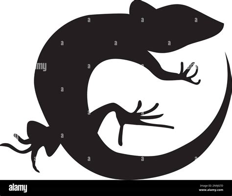 Beautiful Monochrome Lizard Lizard Silhouette Vector Stock Vector