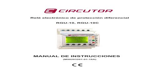 Relé Electrónico De Protección Diferencial Rgu 10