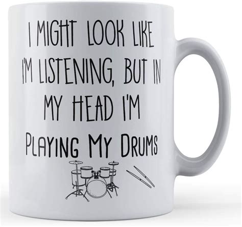 Funny Mug Drummer Band Member Might Look Like Listening But Playing