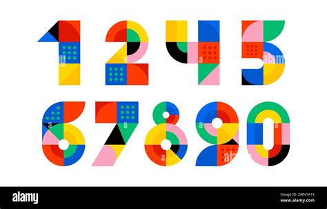 Geometric Numbers Colourful Set Collection Of Vector Modern Numbers