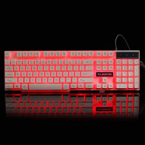 Rajfoo 104 chave USB fio pc teclado mecânico para jogos LED