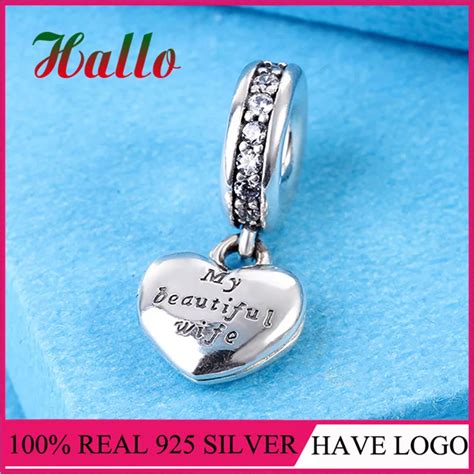 Solid 925 Sterling Silver My Beautiful Wife Dangle Charms Beads Fit