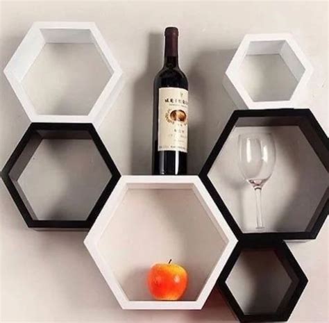 Polished Wooden Hexagon Wall Shelves at Rs 1190/set in Naugawan Sadat | ID: 26953392762