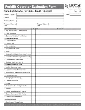 Forklift Operator Evaluation Form Pdf Fill Online Printable