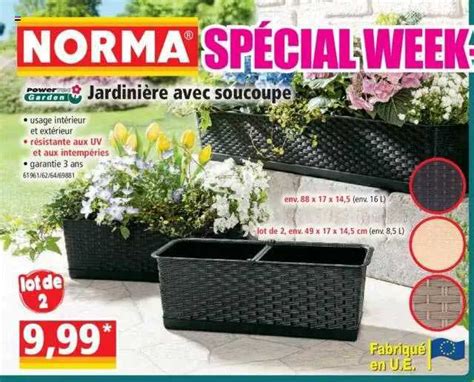 Promo Jardinière Avec Soucoupe Powertec Garden chez Norma iCatalogue fr