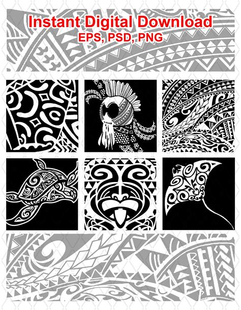 Digital Download Large Polynesian Tribal Pattern Graphics Pdf, Jpg, Png ...