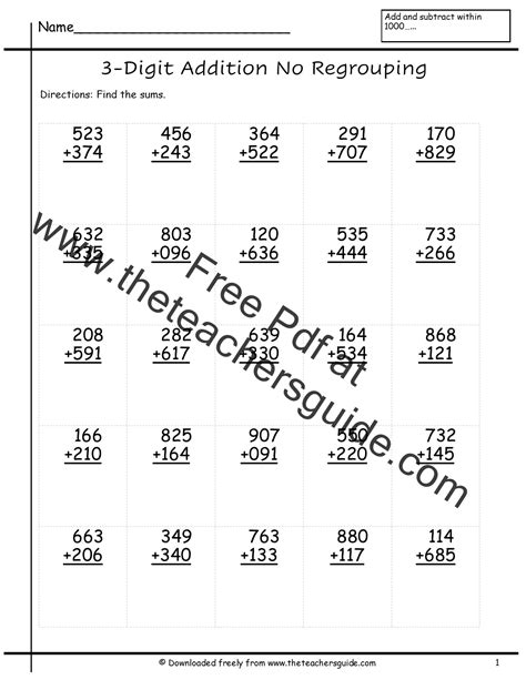 Three Digit Addition Worksheets From The Teacher S Guide