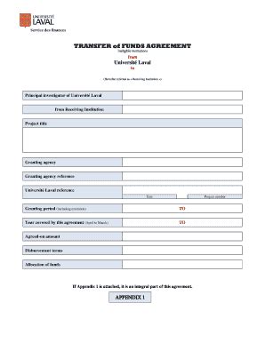 Fillable Online Sf Ulaval Transfer Of Funds Agreement Sf Ulaval Fax