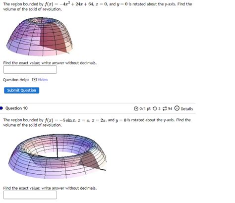 Solved The Region Bounded By F X 4x2 24x 64 X 0 And Y 0 Chegg