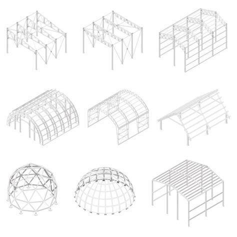 Roof Metal Trusses Constructions Set On White Vector Image