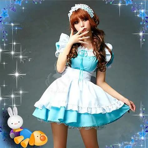 2017 Anime Alice In Wonderland Cosplay Costumes Blue Short Sleeve