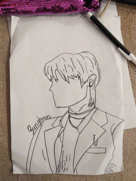 Sunghoon Outline Male Sketch Art Outline