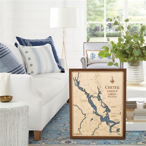 Chetek Chain Of Lakes 4 Level Nautical Chart Wall Art 16x 20 Sea