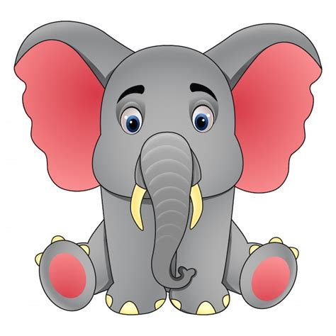 Lindo Bebé Elefante Sentado Vector Premium