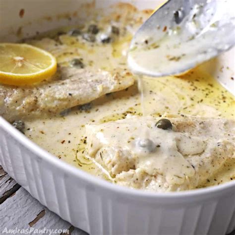 Baked fish with creamy lemon sauce - Amira's Pantry