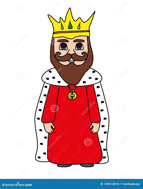 Funny Cartoon King on White Background - Isolated Illustration Stock ...