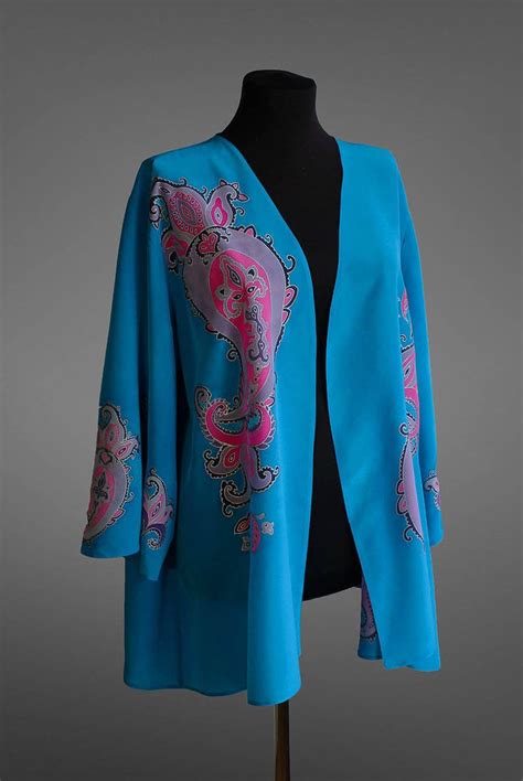 Hand Painted Silk Kimono Jacket Size XS 4XL Mother Of The Etsy