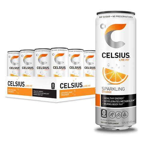 Celsius Live Fit Energy Drink Orange 12 Pack 12 Fl Oz Cans Wxf 02