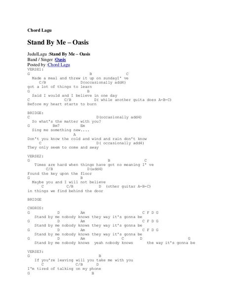 Chord lagu stand by me oasis