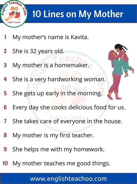 10 Lines On My Mother In English 1 Father Essay Paragraph Writing