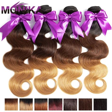 Monika Hair 3 Piece Ombre Bundles Indian Human Hair Body Wave Bundles