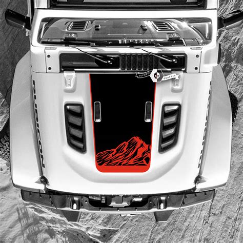 Jeep Wrangler Hood Decal Montagnes Autocollants En Vinyle Bonnet 2 Couleurs