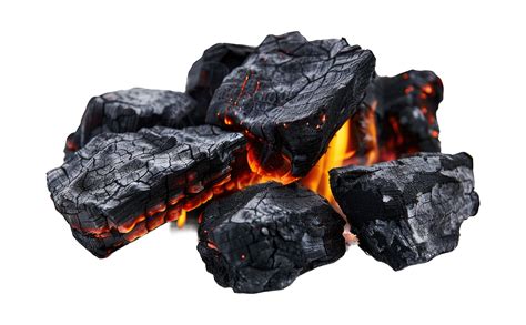 Glowing Coal Burning Coal Isolated On Transparent Background Cutout